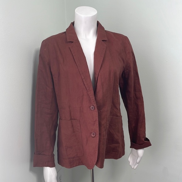 Eileen Fisher Women's Organic Linen Blazer Jacket Rust Orange - Picture 3 of 9
